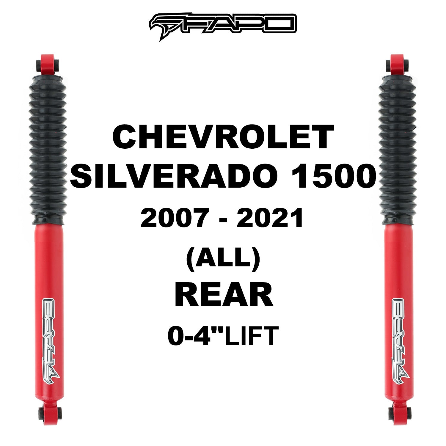 P1 Off-road Rear shock for CHEVROLET SILVERADO 1500 2007-2021 GMC SIERRA 1500 2007 - 2021 CHEVYROLET SILVERADO 1500 CLASSIC 2019-2019 GMC SIERRA 1500 CLASSIC 2019-2019 0-4 in lift PA162010