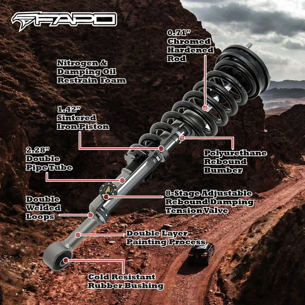 8-Stage Front 0-2 in Lift Shocks for 2014-2020 Ford F-150 PA167330
