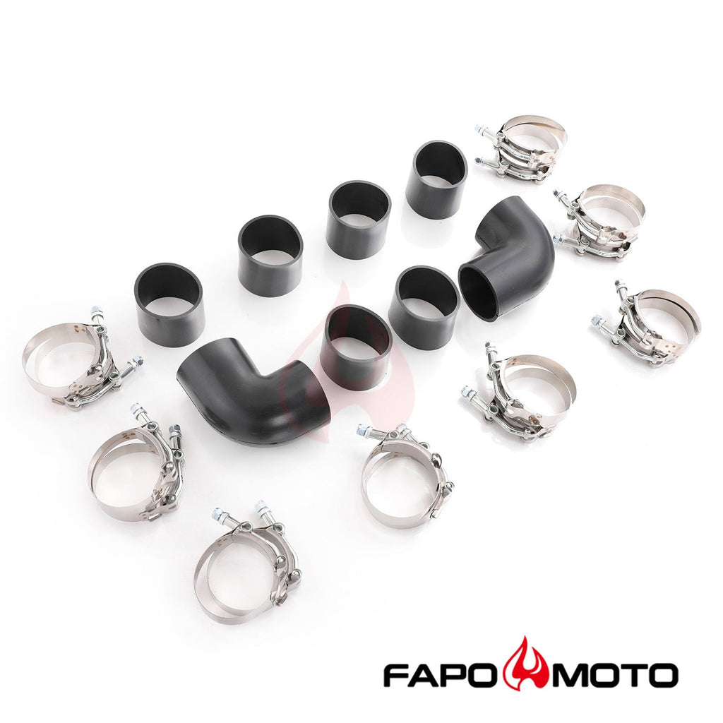 2.5in  63mm Turbo Intercooler Pipe Kit Aluminum Polished Hose Clamp DIY black Universal FE559210
