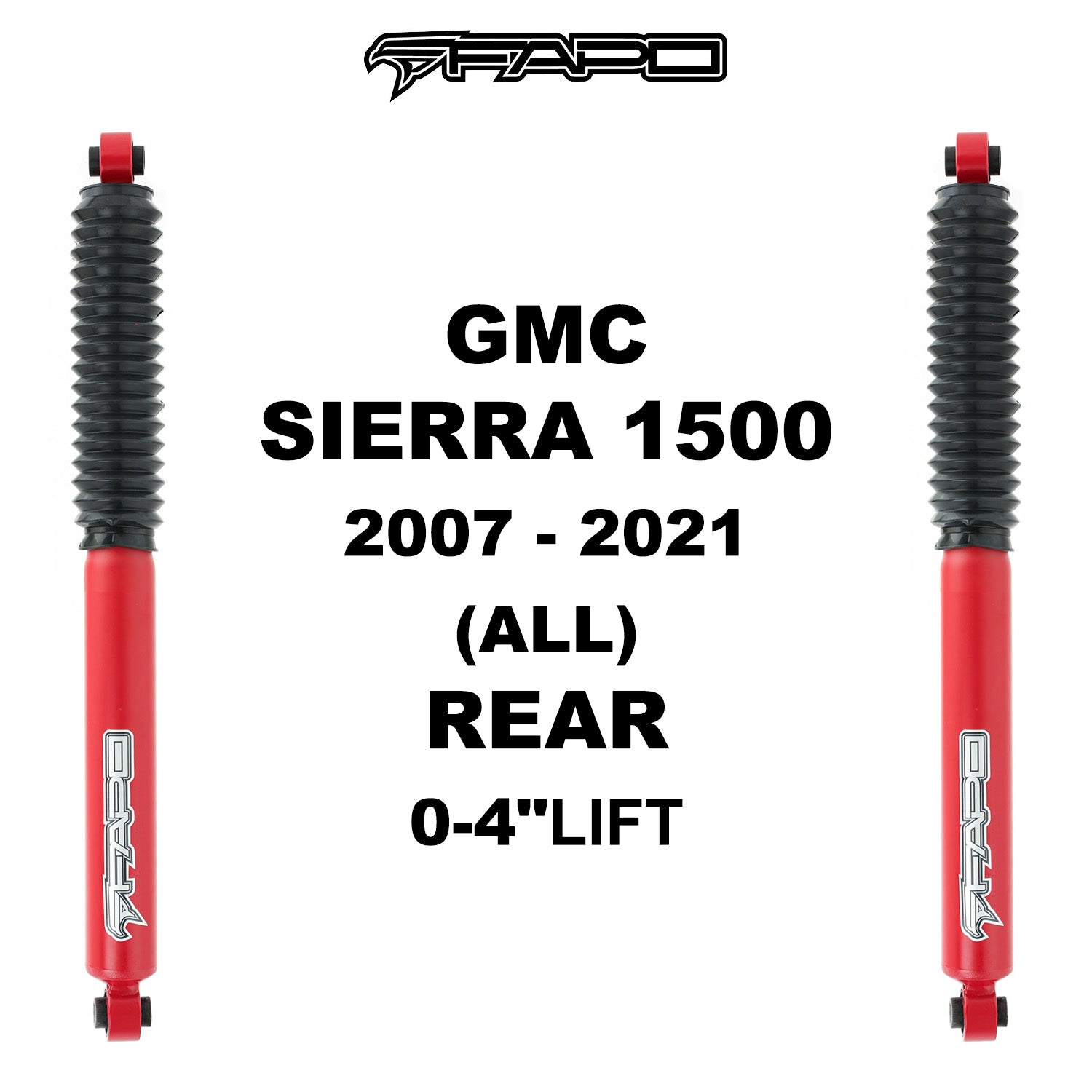 P1 Off-road Rear shock for CHEVROLET SILVERADO 1500 2007-2021 GMC SIERRA 1500 2007 - 2021 CHEVYROLET SILVERADO 1500 CLASSIC 2019-2019 GMC SIERRA 1500 CLASSIC 2019-2019 0-4 in lift PA162010
