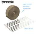 FAPO 2 x 50ft Roll Titanium Header Pipe Lava Manifold Exhaust Heat Wrap 10 Ties