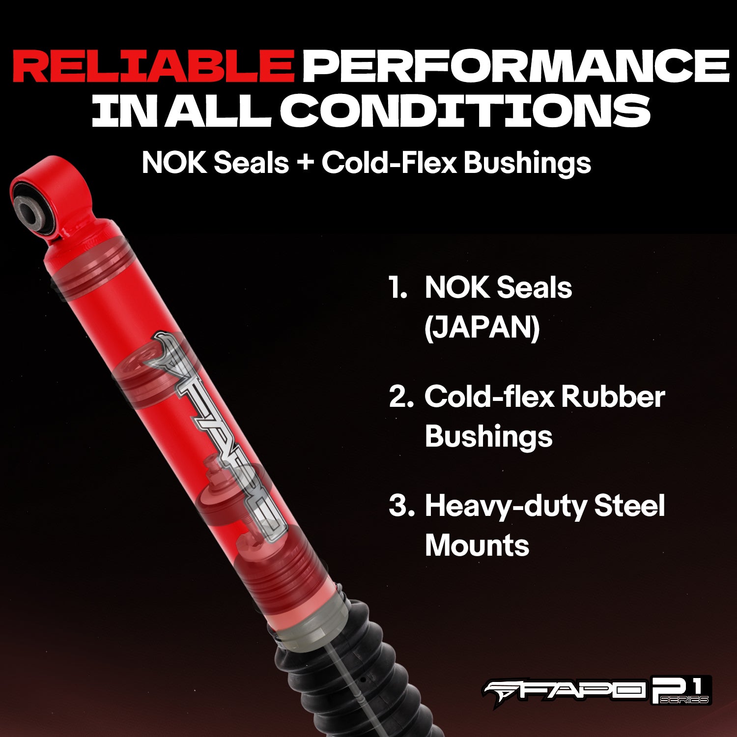 FAPO Rear 0-3.5 in Lift Shocks for 2007-2021 Toyota Tundra PA265611