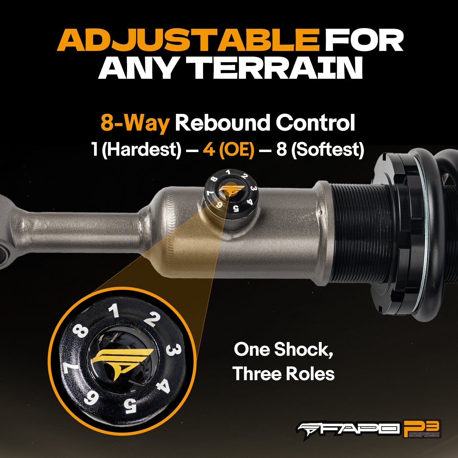 FAPO Off Road 8-Stage Full Set 0-2 in Lift Struts For Toyota Hilux 2006-2025