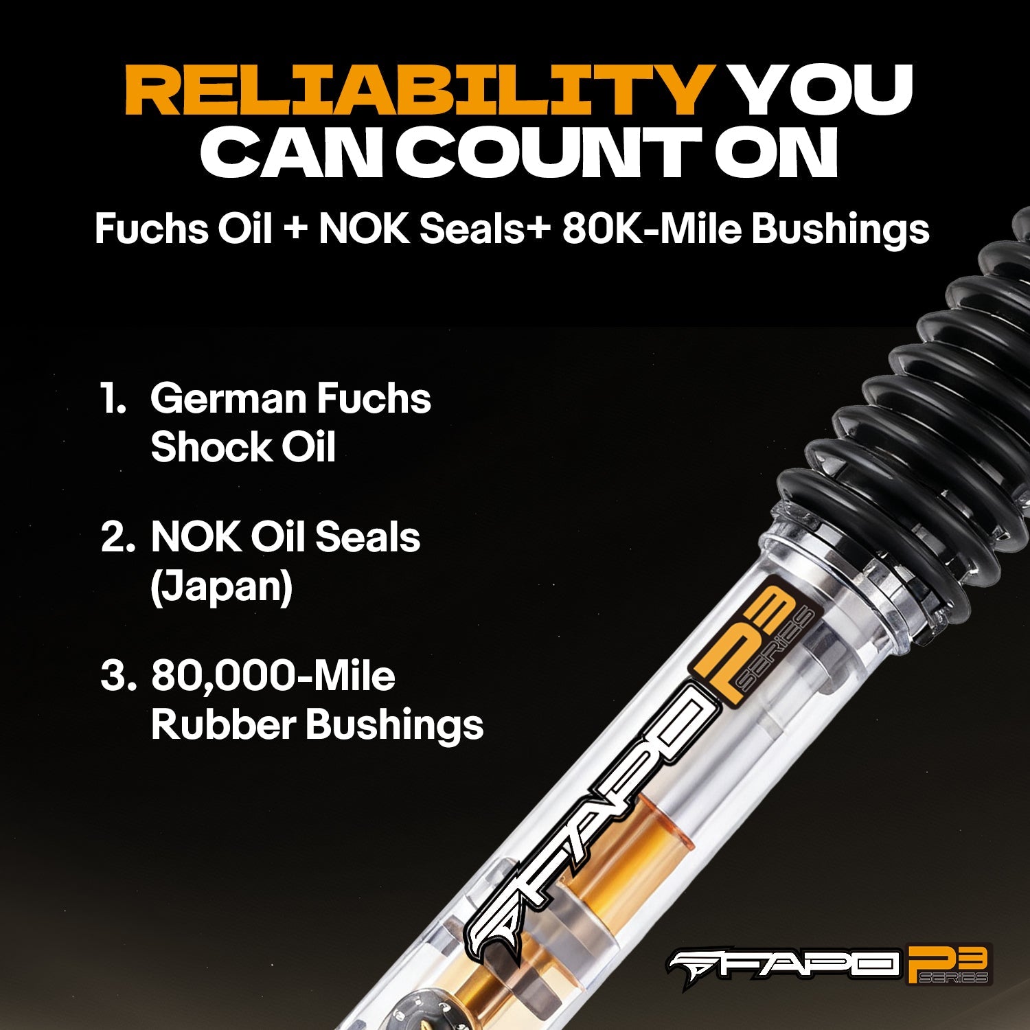 P3 Off-road Rear Shock  For Ford F-250 Super Duty 4WD 1999-2016, 2WD 2005-2006, with Ford F-350 Super Duty 2WD 1999-2016 2-4.5 in Lift PA067730