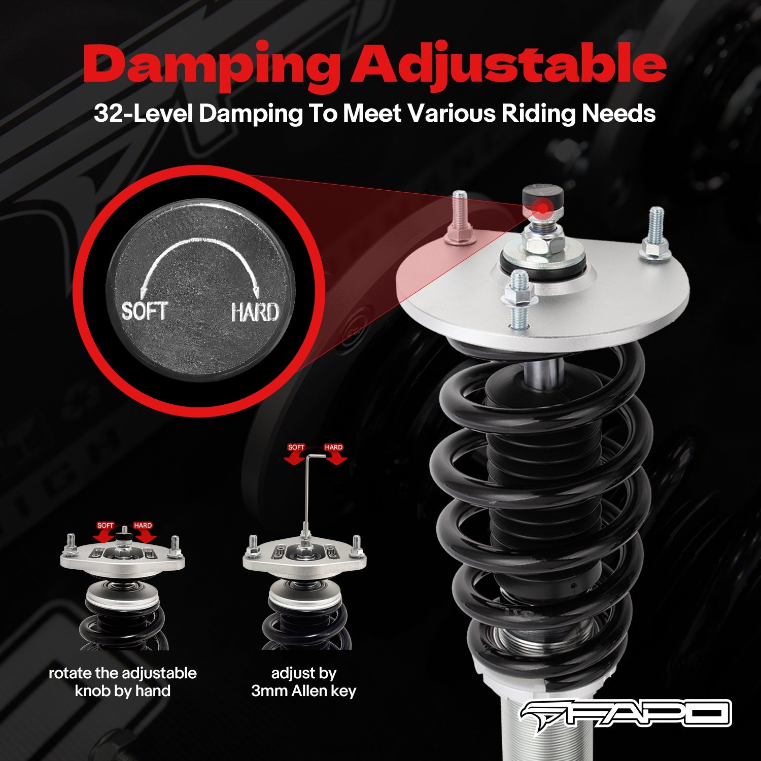 32-Level Damping Coilover for 1989-2005 Mazda MX-5 Miata 1st / 2nd Gen NA8C/NB8C PF007330