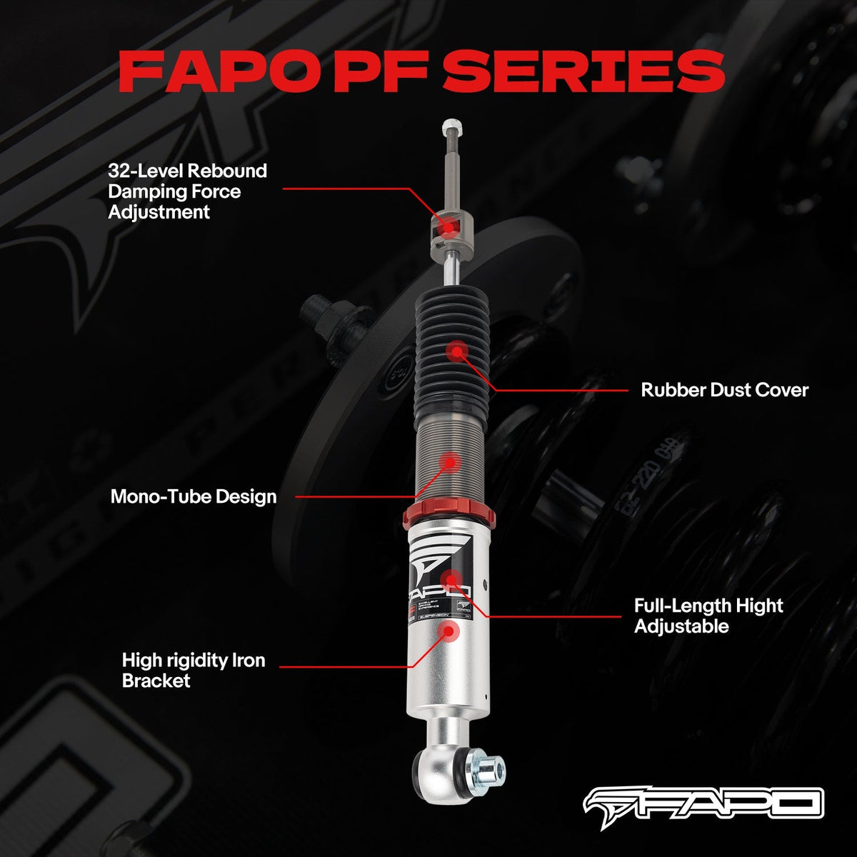 PF Custom 32-Level Damping Coilover for Volkswagen Passat FWD B5G/B5.5 1996-2005 & Skoda Superb 1st Gen B5 2001-2008 PF004730-CUSTOM