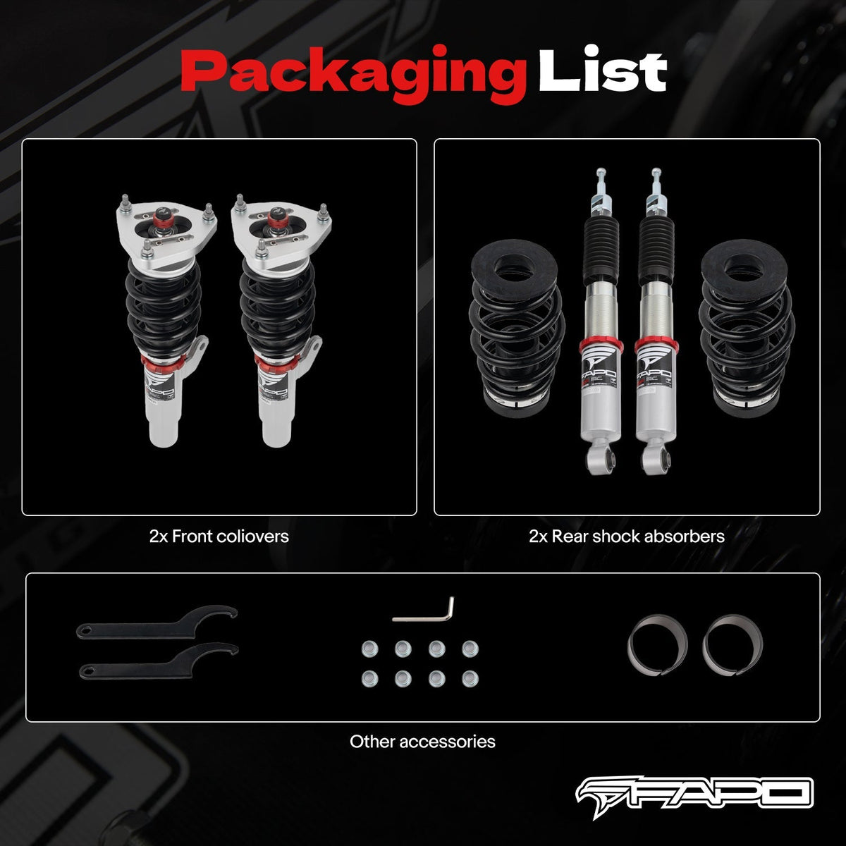 PF Custom 32-Way Adjustable Damping Coilover for Volkswagen Jetta MK7/A7/MQB 2019+ & Golf GTI MK7/A7/MQB 2012-2020 PF004830-CUSTOM