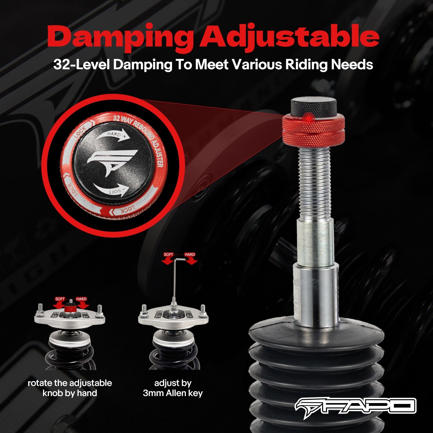 32-Level Damping Coilover for Pontiac G8 2008-2009 sedan & Holden Caprice 3rd Gen VM 2006-2013 PF008030