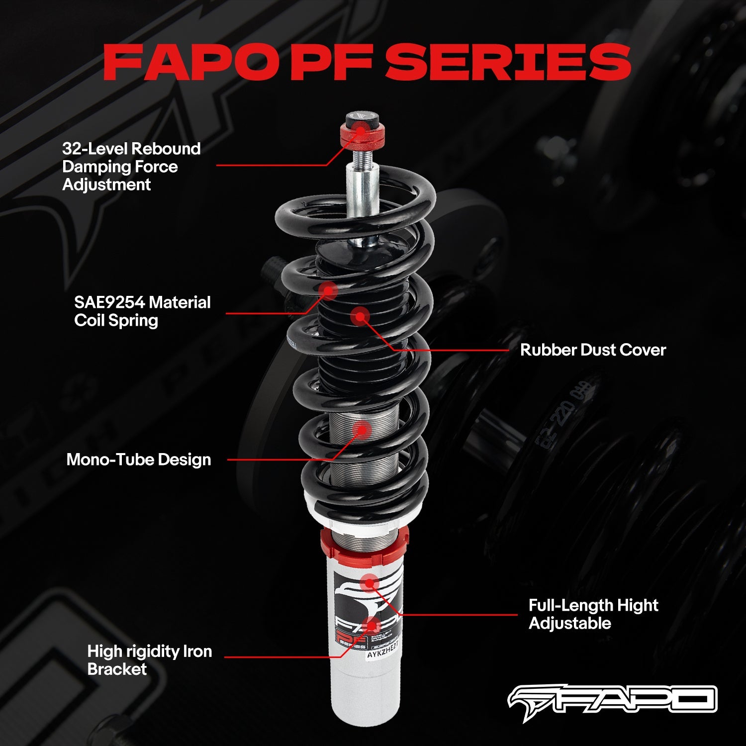 32-Way Adjustable Damping Coilover for Audi A4 4th Gen FWD B8/8K 2008-2016 & Audi A5/Sportback AWD B8 2007+ PF014330