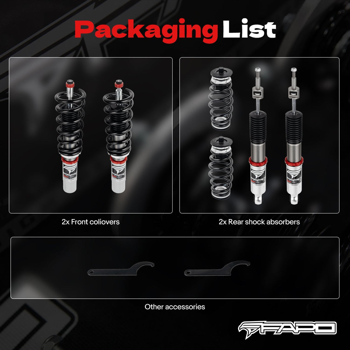 PF Custom 32-Way Adjustable Damping Coilover for Audi A4 4th Gen FWD B8/8K 2008-2016 & Audi A5/Sportback AWD B8 2007+ PF014330-CUSTOM