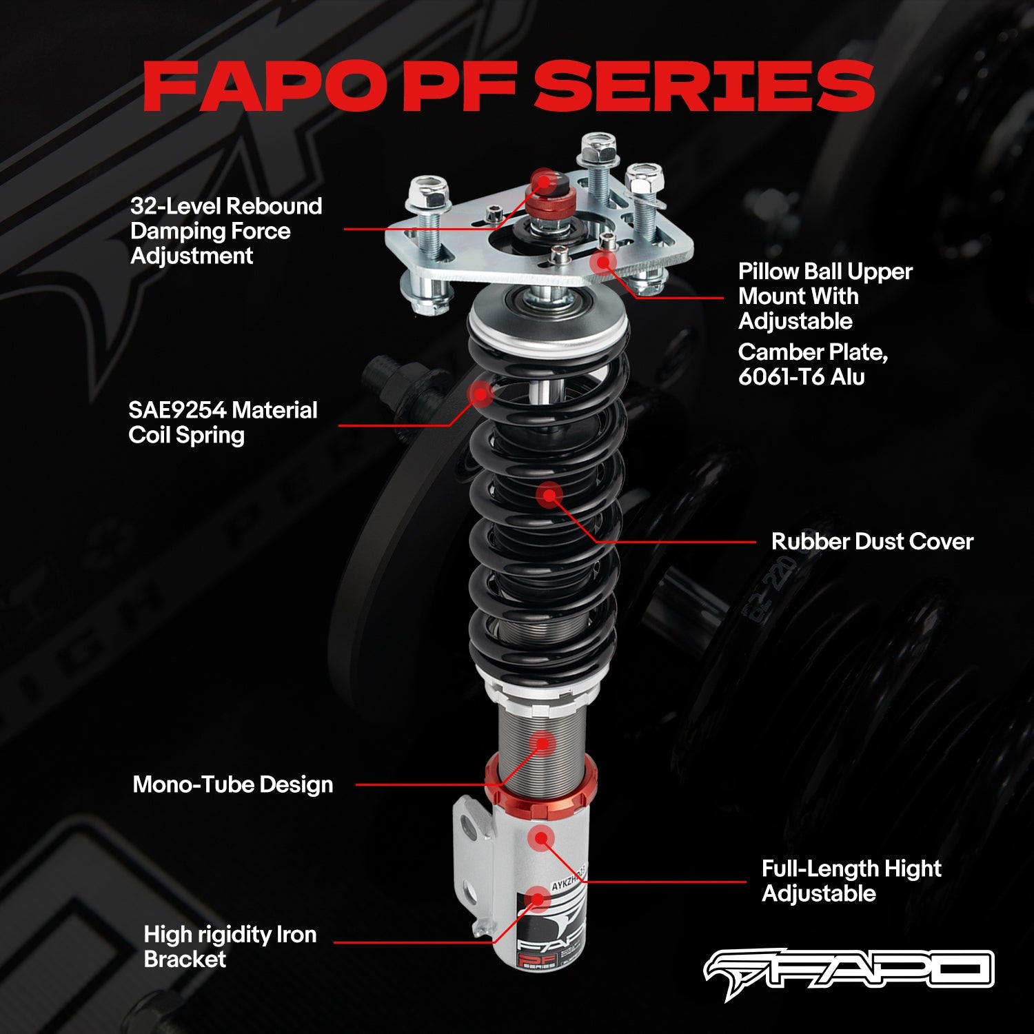 32-Level Damping Coilover for Ford Fairmont 81-83 & Ford Mustang 3rd Gen 1979-1993 PF017130