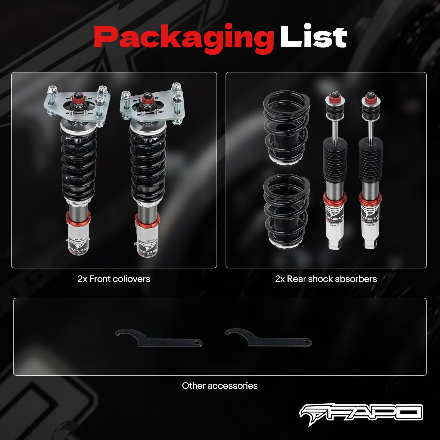 32-Level Damping Coilover for Ford Fairmont 81-83 & Ford Mustang 3rd Gen 1979-1993 PF017130
