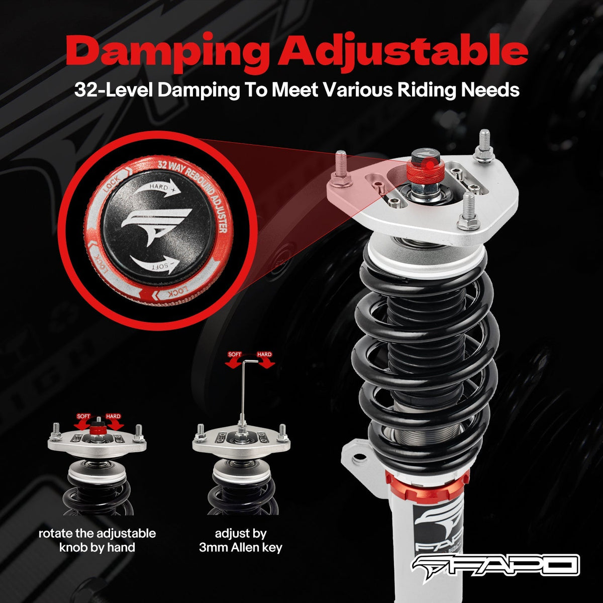 PF Custom 32-Level Damping Coilover Volkswagen R32 MK5/A5 2008 & VW Rabbit MK5 2006-2009 PF024830-CUSTOM