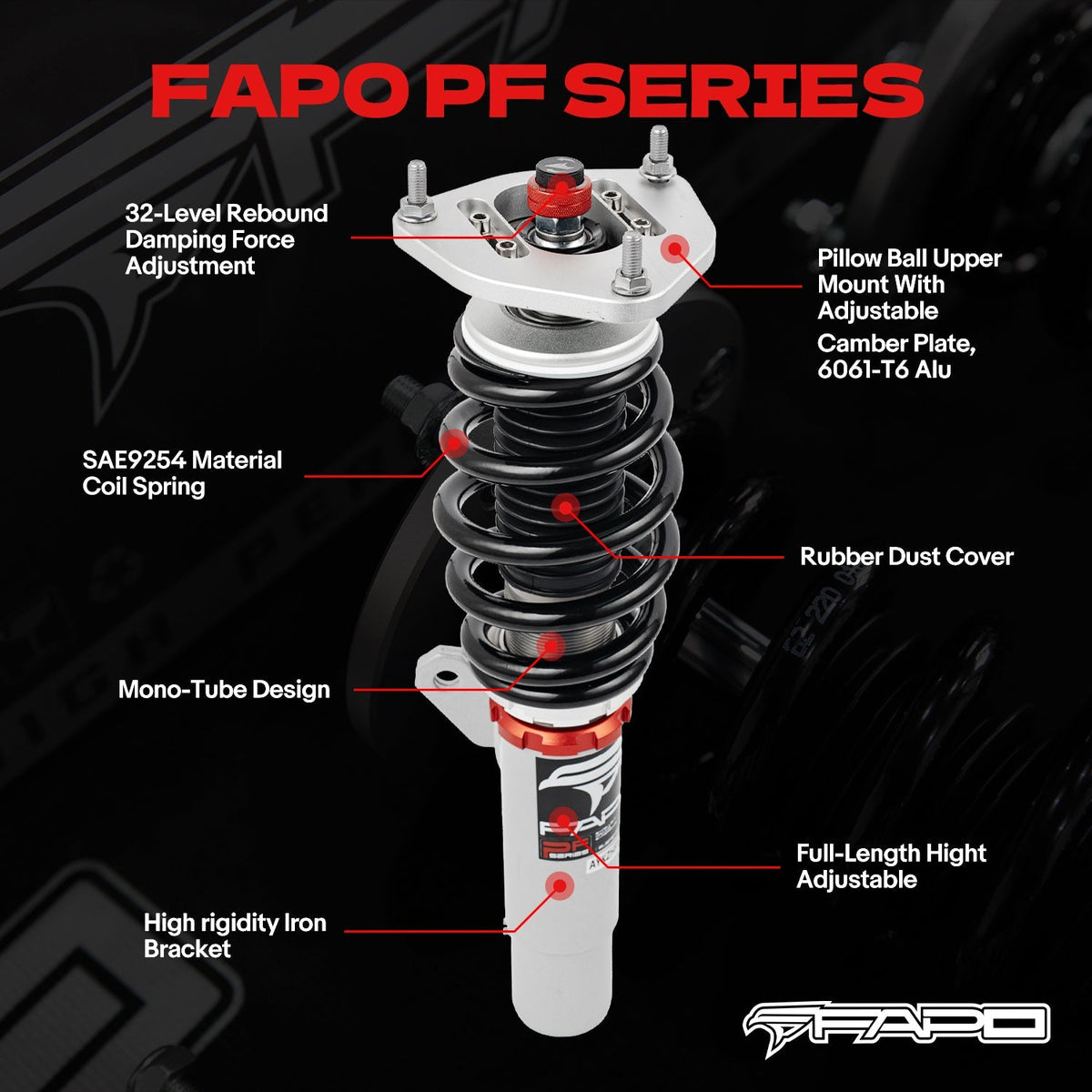 PF Custom 32-Level Damping Coilover Volkswagen R32 MK5/A5 2008 & VW Rabbit MK5 2006-2009 PF024830-CUSTOM