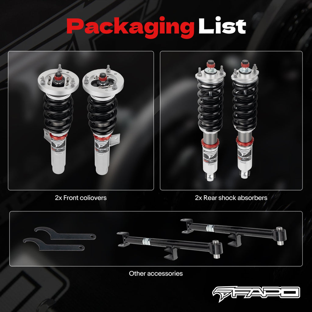 PF Custom 32-Way Adjustable Damping Coilover for BMW 3 Series 4th Gen (Rear Integrated) E46 (non-M) 1997-2006 PF026130-CUSTOM