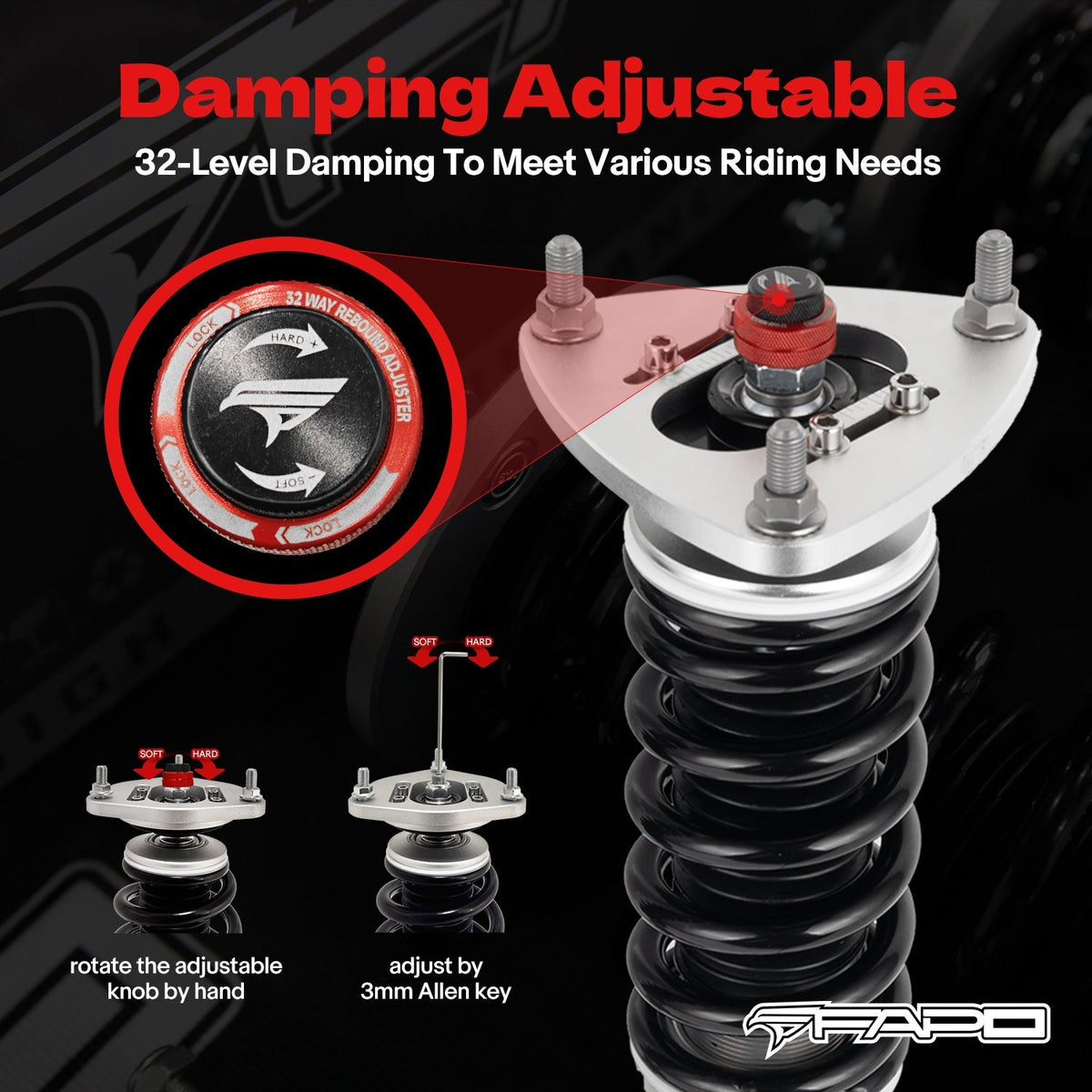 PF Custom 32-Way Adjustable Damping Coilover for Ford Mustang 6th Gen 2.3T/5.0L (without electronic damping) S550 2015-2023 PF027430-CUSTOM