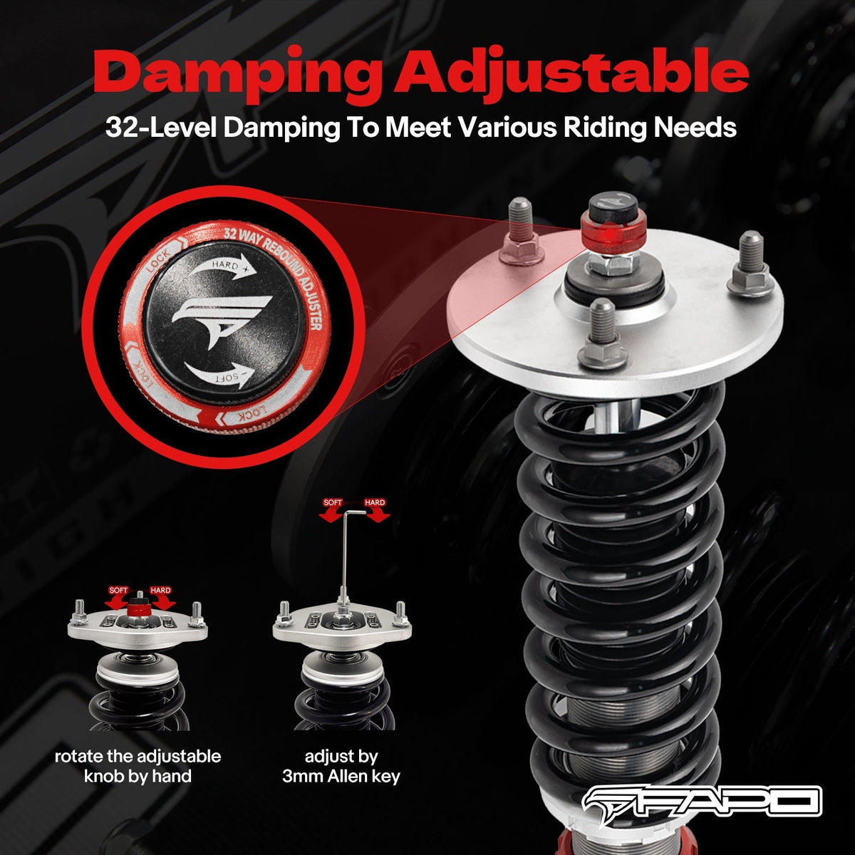 PF Custom 32-Way Adjustable Damping Coilover for Mercedes-Benz C-Class 4th Gen 2WD W205/S205/C205/A205 2014-2021 PF056330-CUSTOM