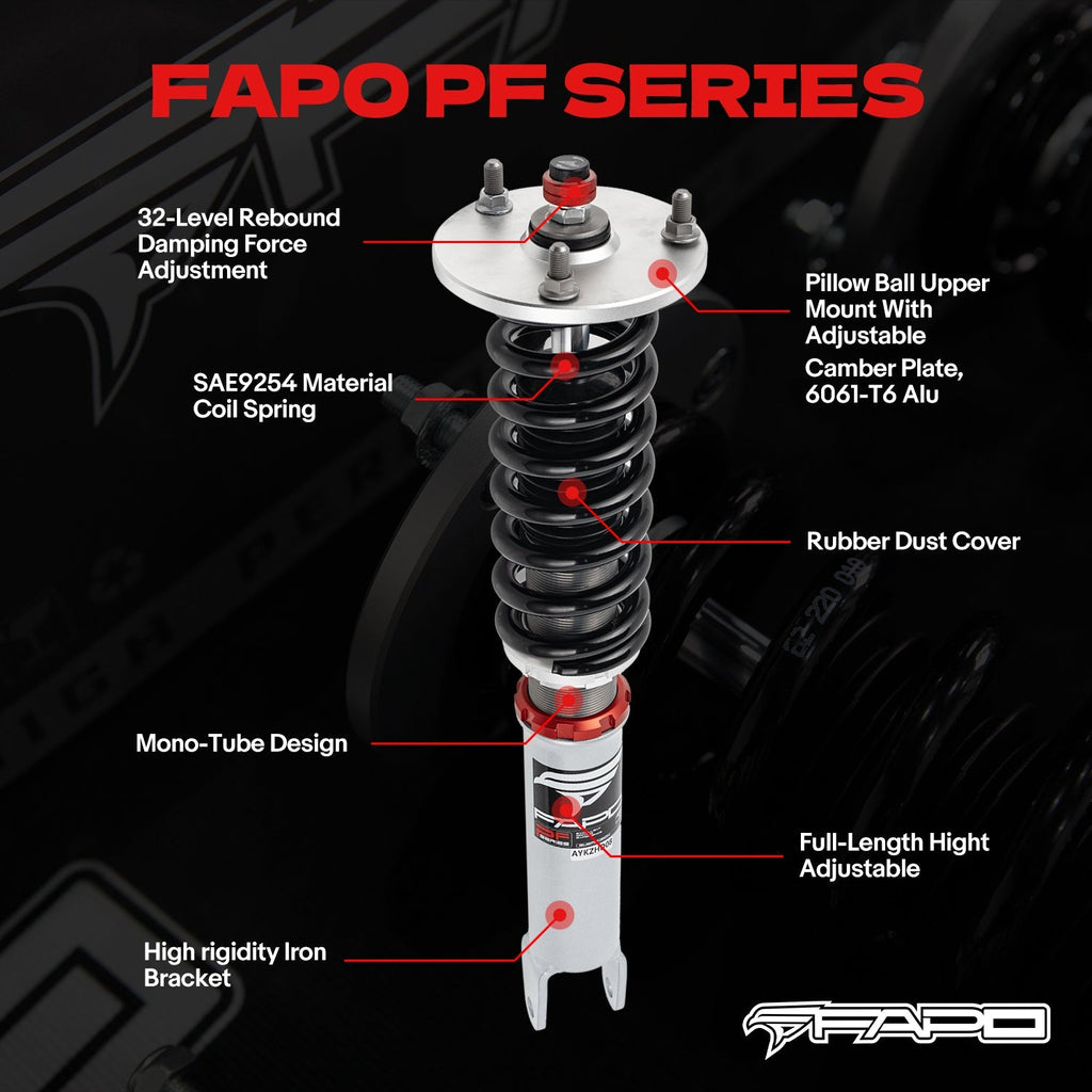 PF Custom 32-Way Adjustable Damping Coilover for Mercedes-Benz C-Class 4th Gen 2WD W205/S205/C205/A205 2014-2021 PF056330-CUSTOM