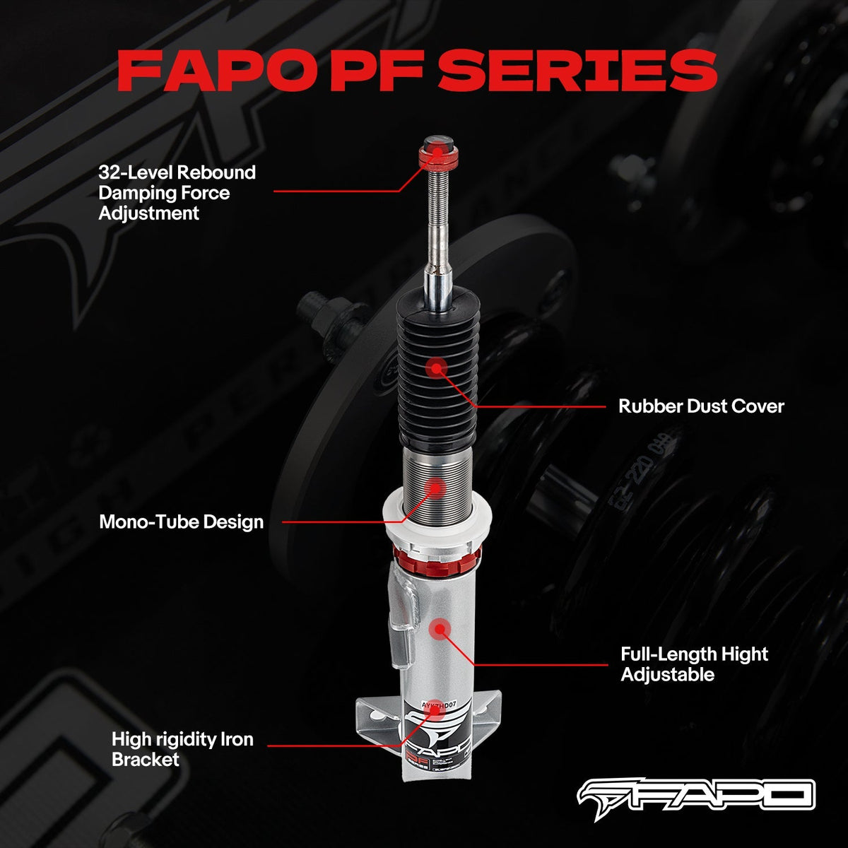 PF Custom 32-Level Damping Coilover for Mercedes-Benz C-Class 2nd Gen RWD W203 2000-2007 PF056630-CUSTOM