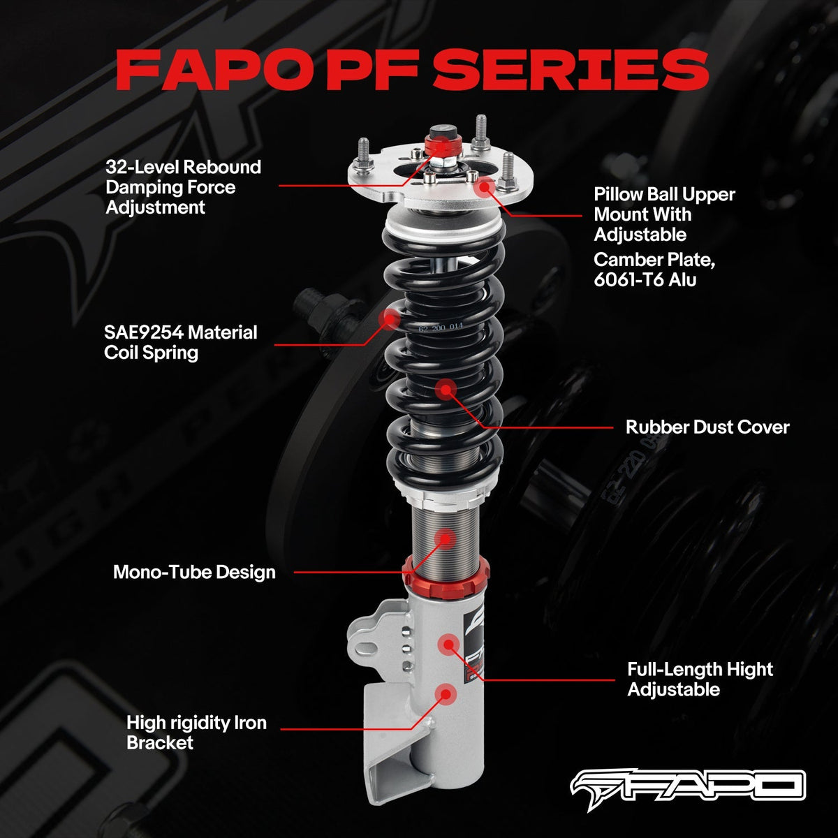 PF Custom 32-Level Damping Coilover for Benz E-Class W124 1986-1998 & Mercedes-Benz 190E 1984-1993 PF066330-CUSTOM