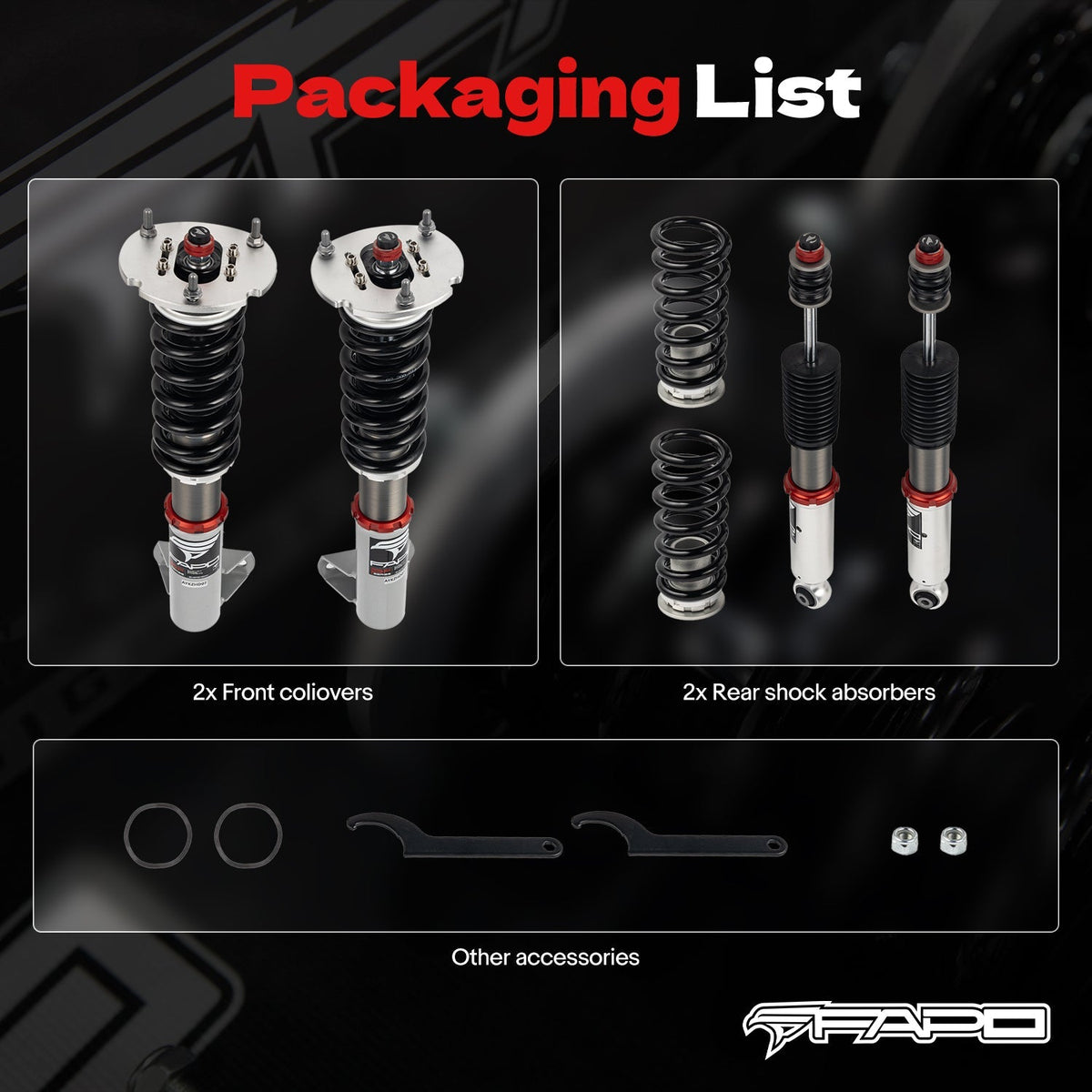 PF Custom 32-Level Damping Coilover for Benz E-Class W124 1986-1998 & Mercedes-Benz 190E 1984-1993 PF066330-CUSTOM