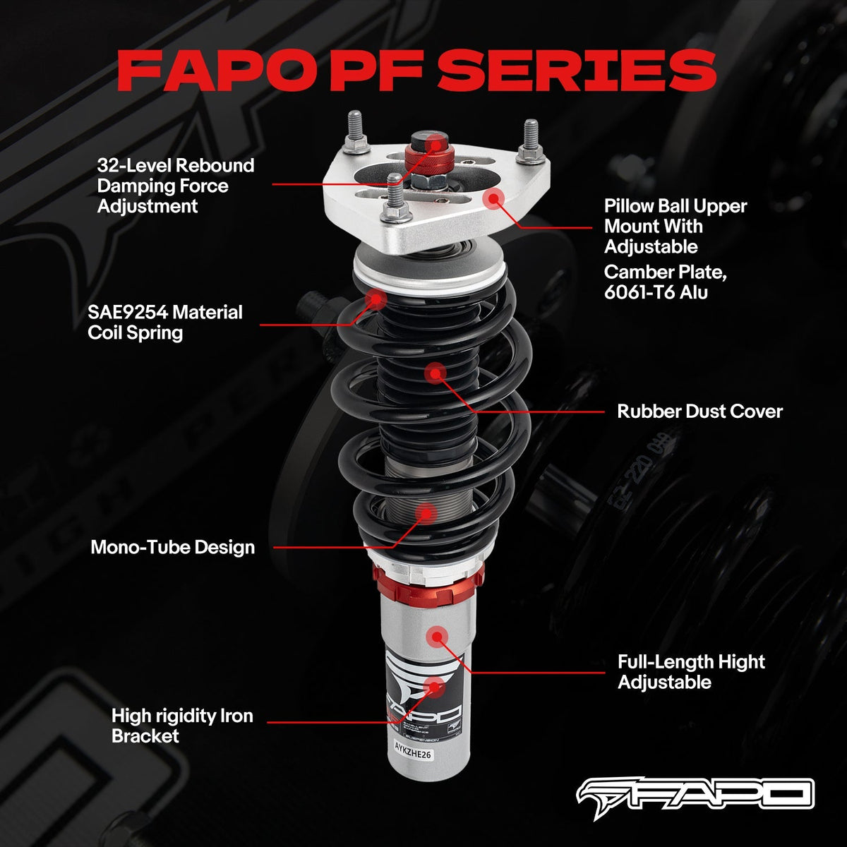 PF Custom 32-Level Damping Coilover for Porsche Boxster 3rd Gen 981 2012-2016 PF091830-CUSTOM