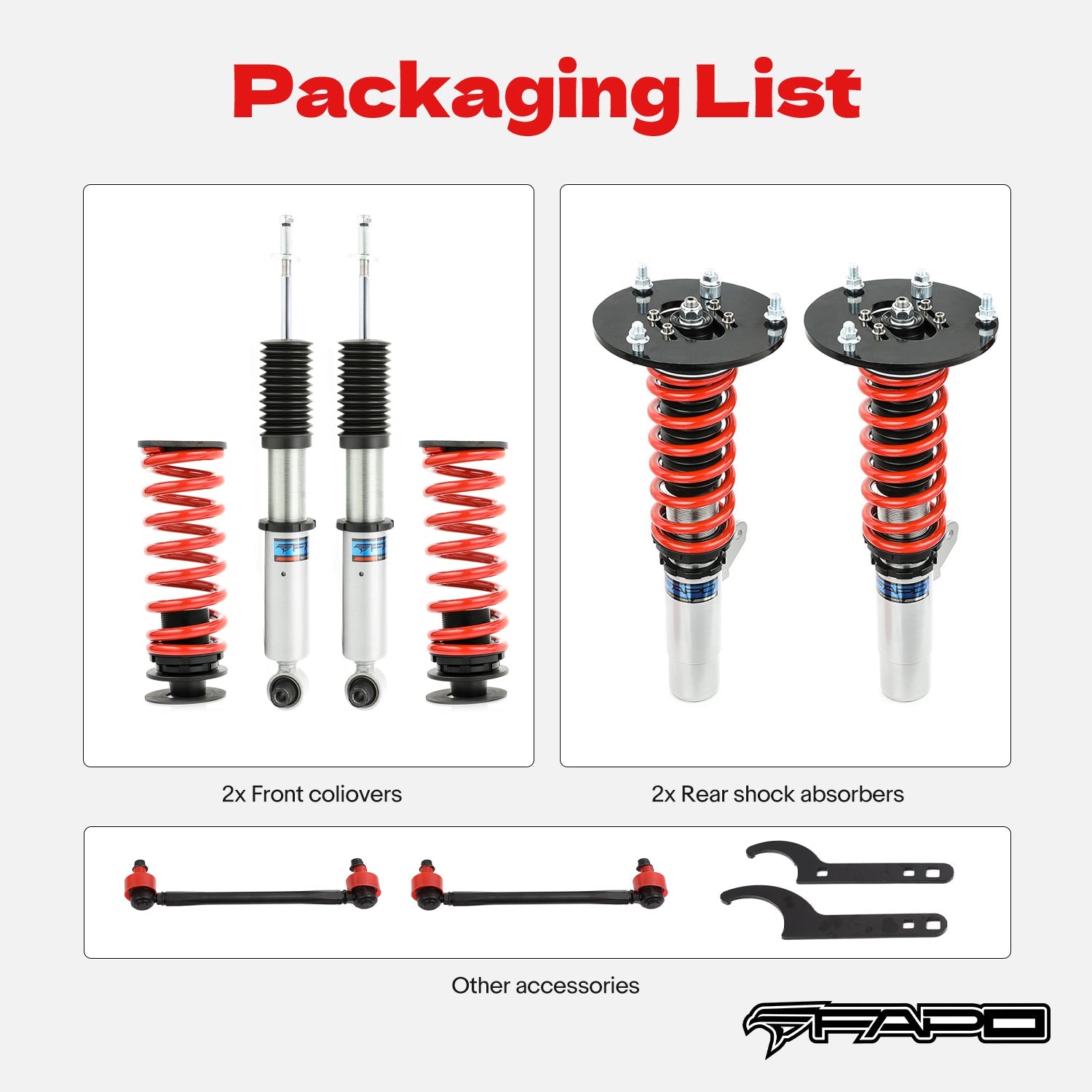 Coilover for BMW 3 Series F30/F31/F34 2011-2019, 2 Series F22/F23 2014-2021 & 4 Series F32/F33/F36 2013-2020 PS006510