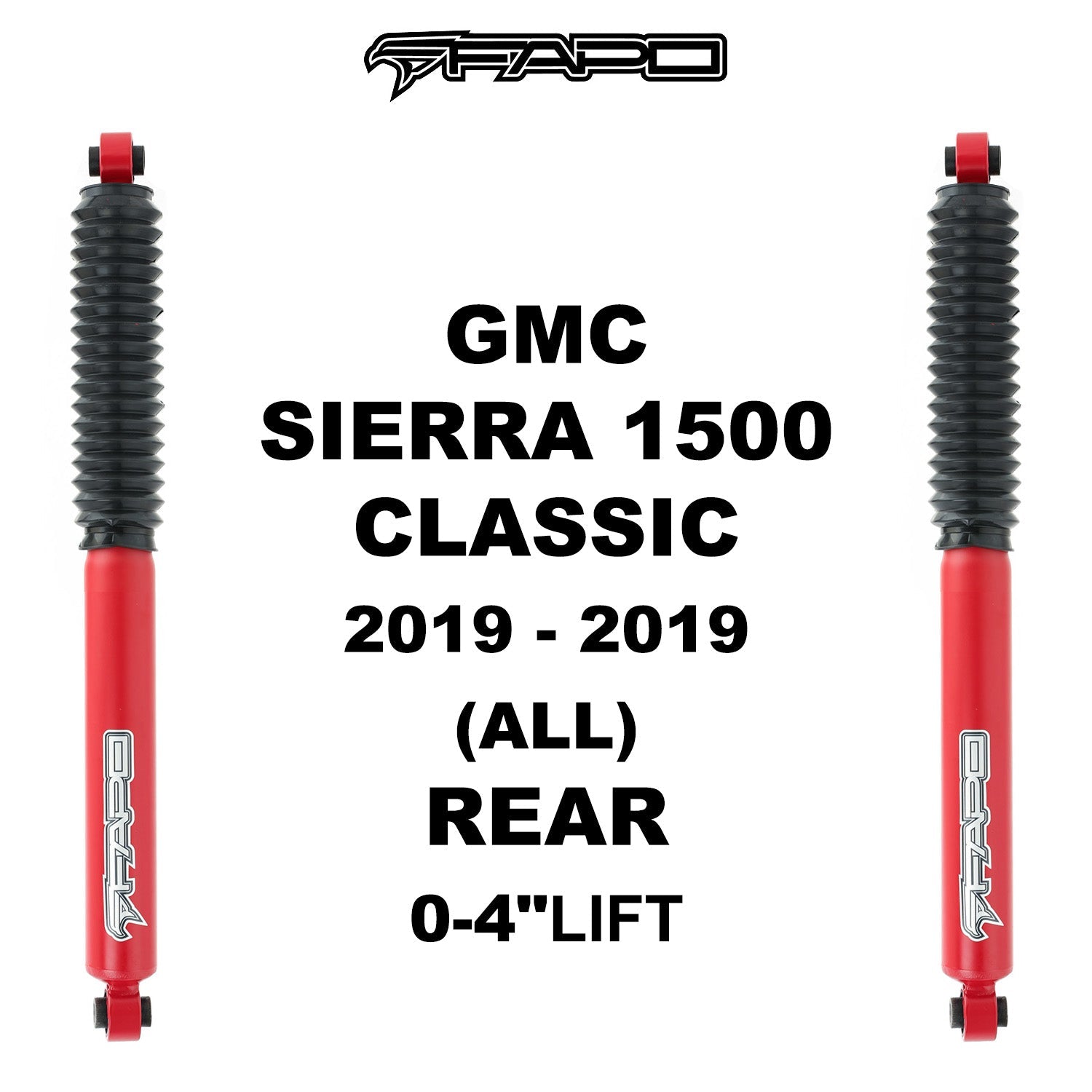 P1 Off-road Rear shock for CHEVROLET SILVERADO 1500 2007-2021 GMC SIERRA 1500 2007 - 2021 CHEVYROLET SILVERADO 1500 CLASSIC 2019-2019 GMC SIERRA 1500 CLASSIC 2019-2019 0-4 in lift PA162010