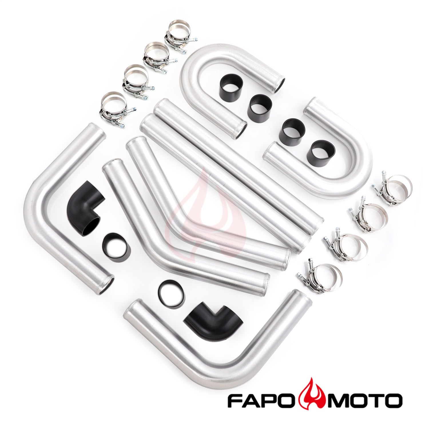 2.5in  63mm Turbo Intercooler Pipe Kit Aluminum Polished Hose Clamp DIY black Universal FE559210