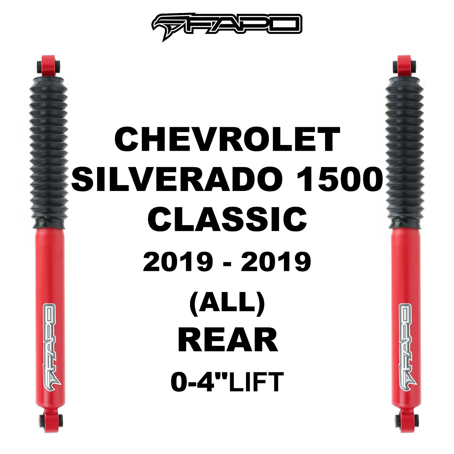 P1 Off-road Rear shock for CHEVROLET SILVERADO 1500 2007-2021 GMC SIERRA 1500 2007 - 2021 CHEVYROLET SILVERADO 1500 CLASSIC 2019-2019 GMC SIERRA 1500 CLASSIC 2019-2019 0-4 in lift PA162010